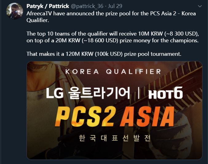 PCS2 东亚赛区韩国资格预选奖池高达$100000