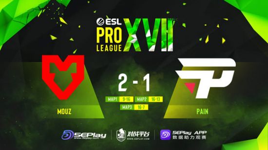 EPL S17：让一追二，MOUZ 2-1 paiN