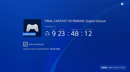 《最终幻想7：重制版》预载提前至4月3日 数字版或提前发售