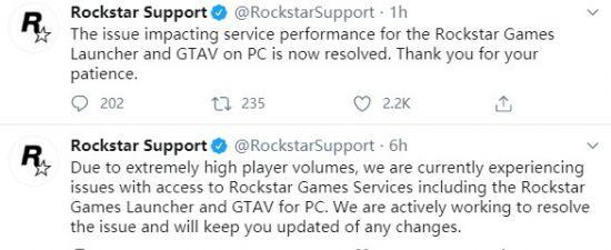 R星启动器与《GTA5》因人多遭遇访问问题 现已修复