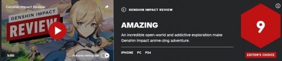 《原神》IGN 9分：出色的战斗、令人沉迷的开放世界