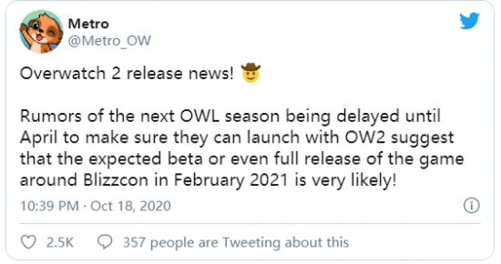《守望先锋2》BETA版将于2021年2月发布