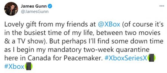 《自杀小队：全员集结》导演詹姆斯·古恩收到定制Xbox Series X