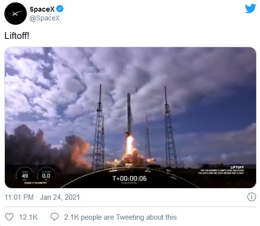 马斯克的SpaceX发射火箭创世界纪录 一次搭载143颗卫星