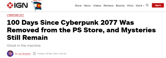 《赛博朋克2077》从PS商店下架已经100天 但重新上架时间仍成谜