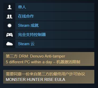 《怪物猎人：崛起》PC版含D加密！配置要求公布
