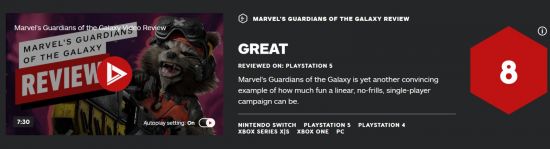 《漫威银河护卫队》首批评分出炉 IGN 8分