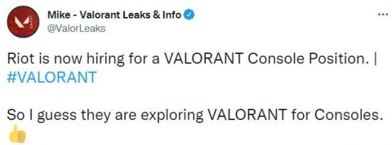 拳头招聘主机游戏设计师《Valorant》或将登陆主机平台