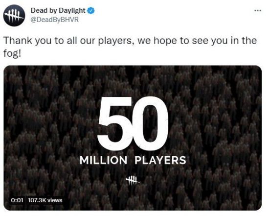游戏《黎明杀机》玩家人数现已突破5000万