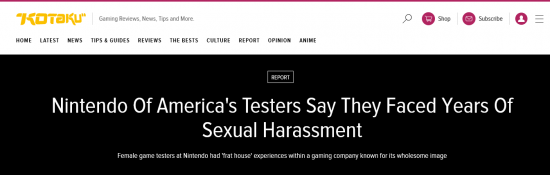 任天堂美国前员工称公司存在职场骚扰和性别歧视